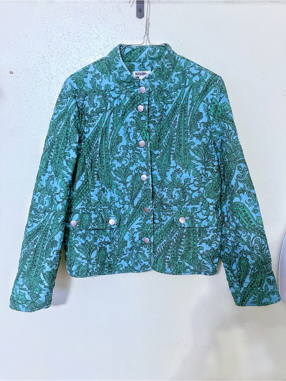 Charter Club Women's Quilted Corduroy Jacket - Blue/Green Paisley Print